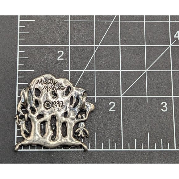 Marty Magic Macklin 1992 Sterling Silver Teddy Bears in Tree Slide Pendant - Picture 6 of 9